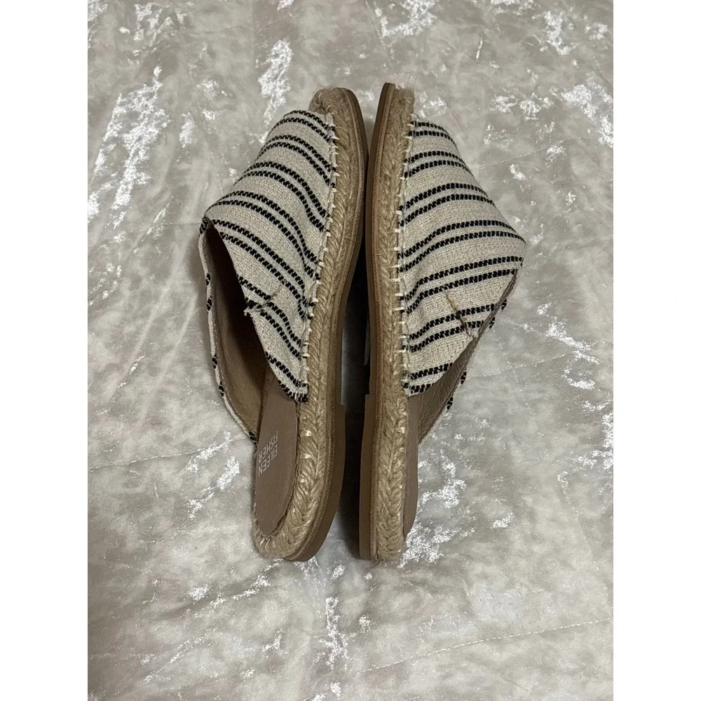 Eileen Fisher Cream Striped Milly Canvas Espadrille Sandals Size 7.5 Bohemian